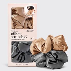 Charcoal & Gold Satin Pillow Scrunchies®